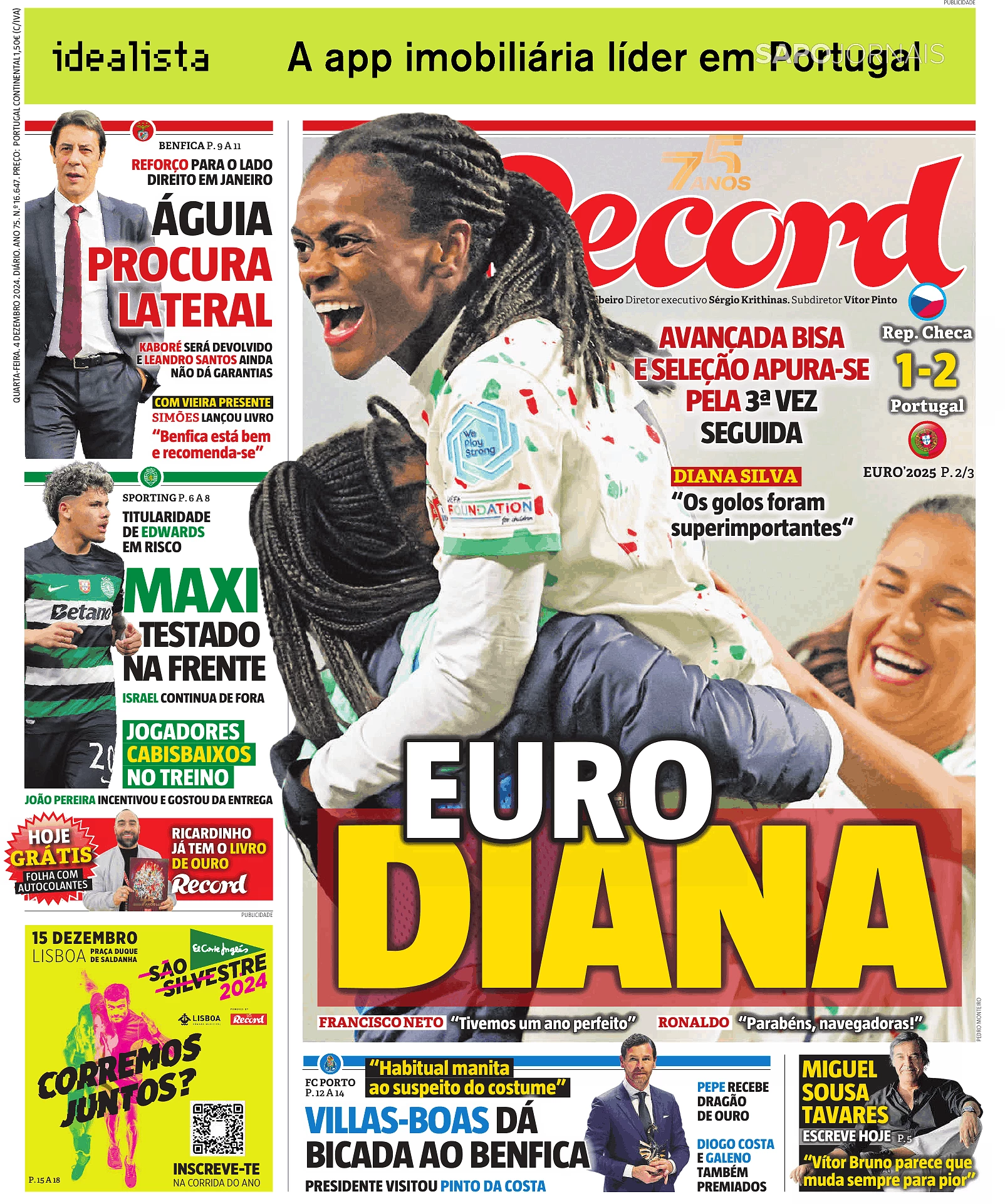 record Diana Silva domina manchetes da imprensa desportiva nacional